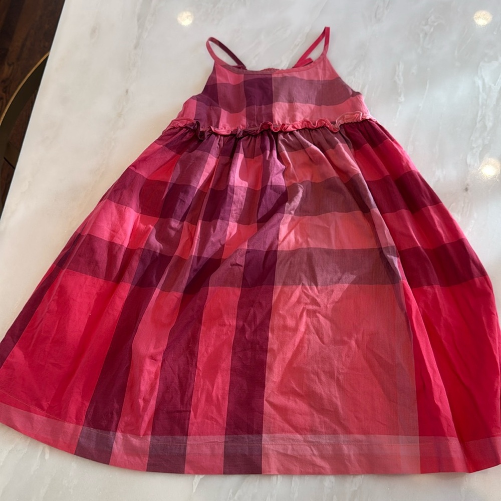 Burberry Pink and Red Plaid Cotton Sundress